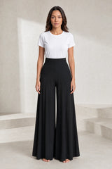 Flowy high-waisted wide-leg trousers