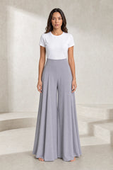 Flowy high-waisted wide-leg trousers