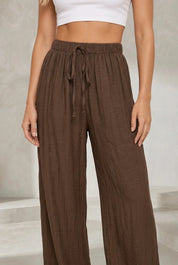 Pantalon marron large taille haute | Lounelle Paris