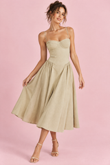Beige Bustier Midi Dress