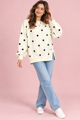 Off White Oversized Polka Dot Sweatshirt