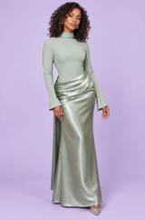 Mint Green Ruched Maxi Dress