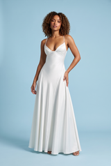 V-Neck Satin Maxi Dress White