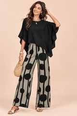 Polka Dot Black Pants Set