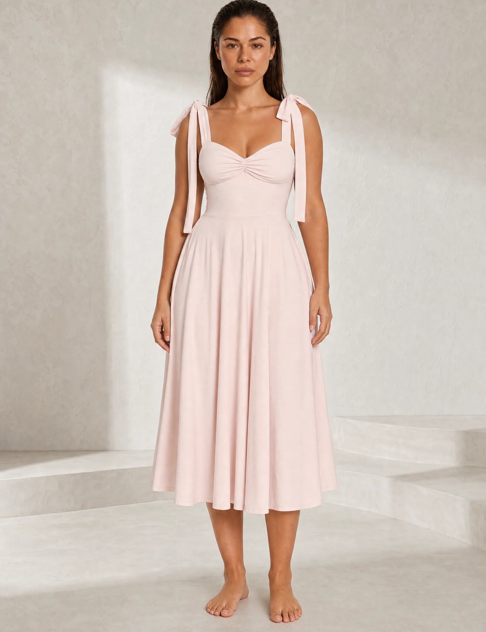 Robe à bretelles nouées dos nu | Lounelle Paris