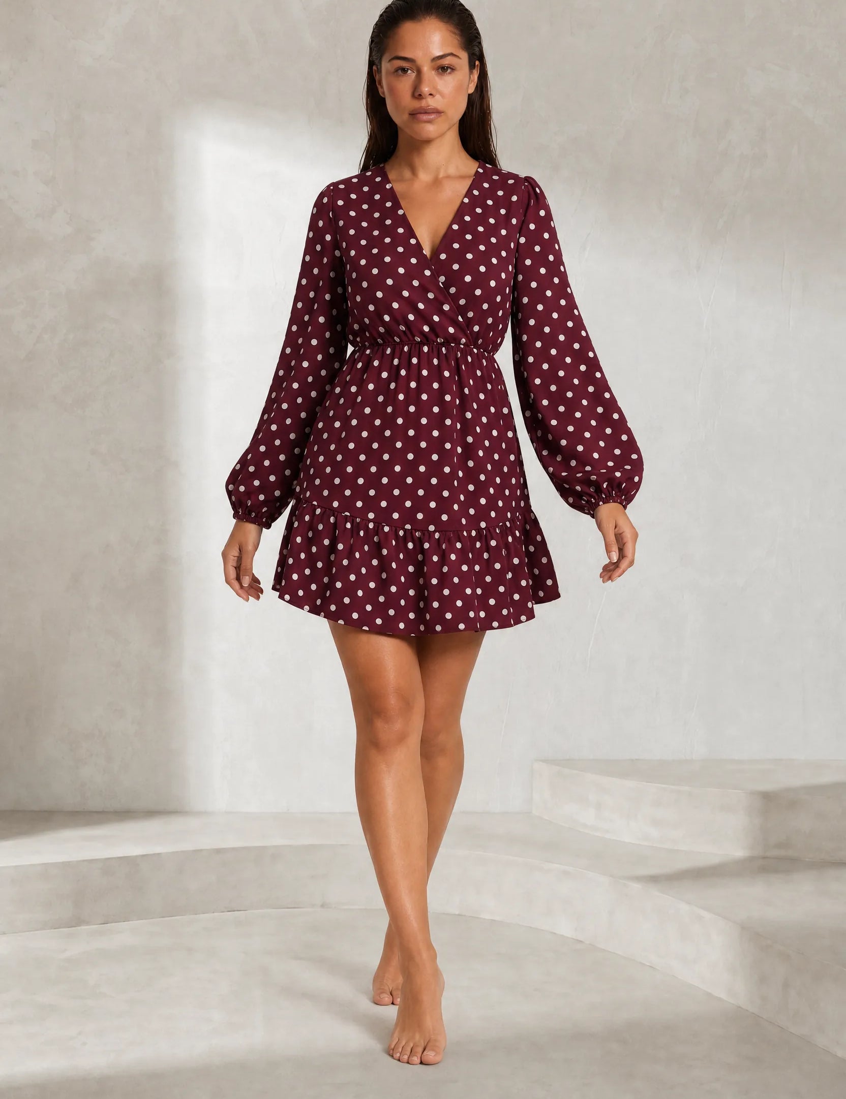 Robe à pois col V | Lounelle Paris