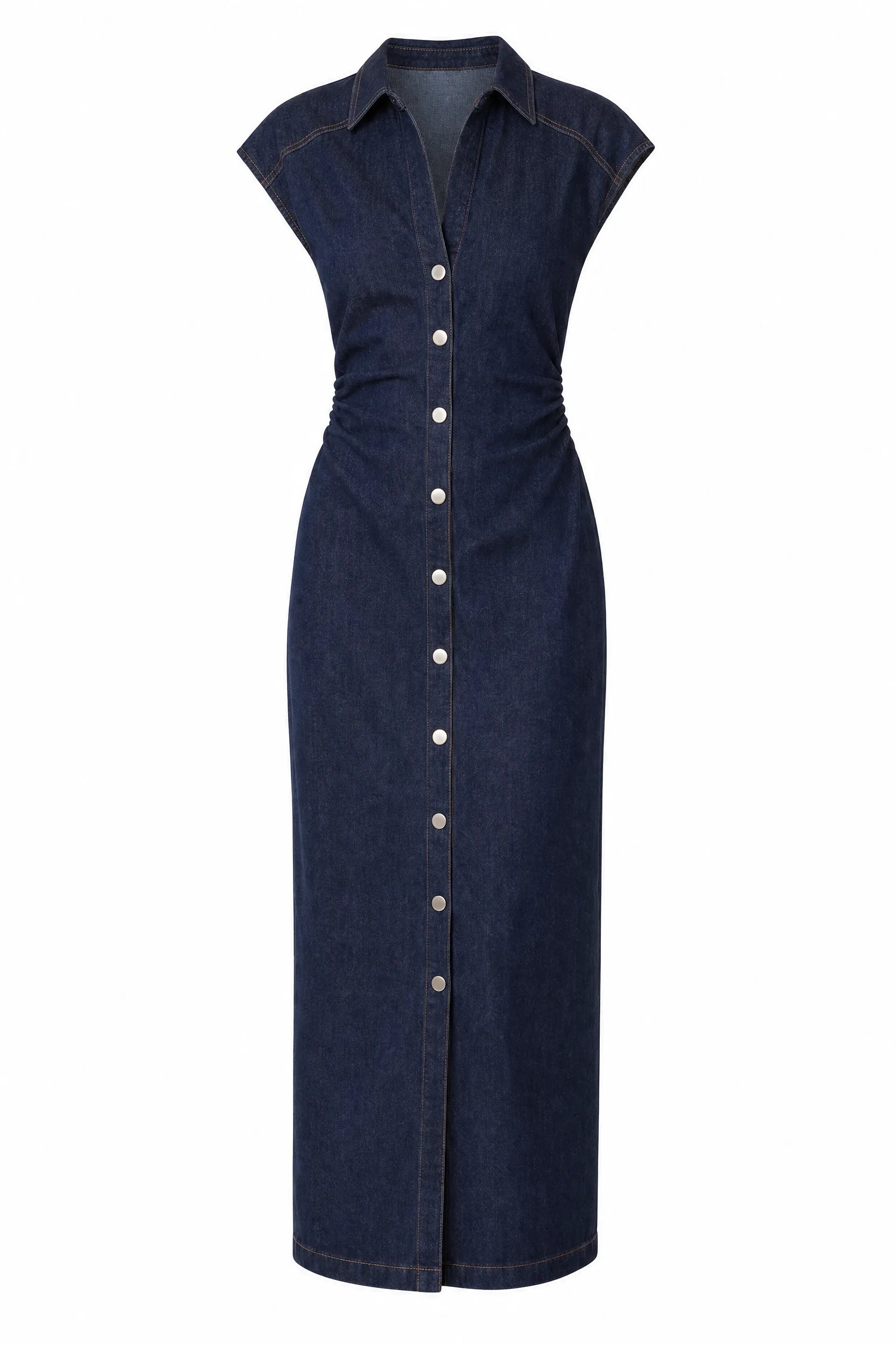 Robe en jean bleu col chemise | Lounelle Paris