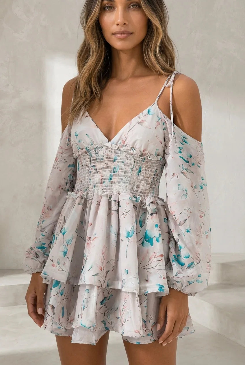 Robe fluide à bretelles et volants | Lounelle Paris