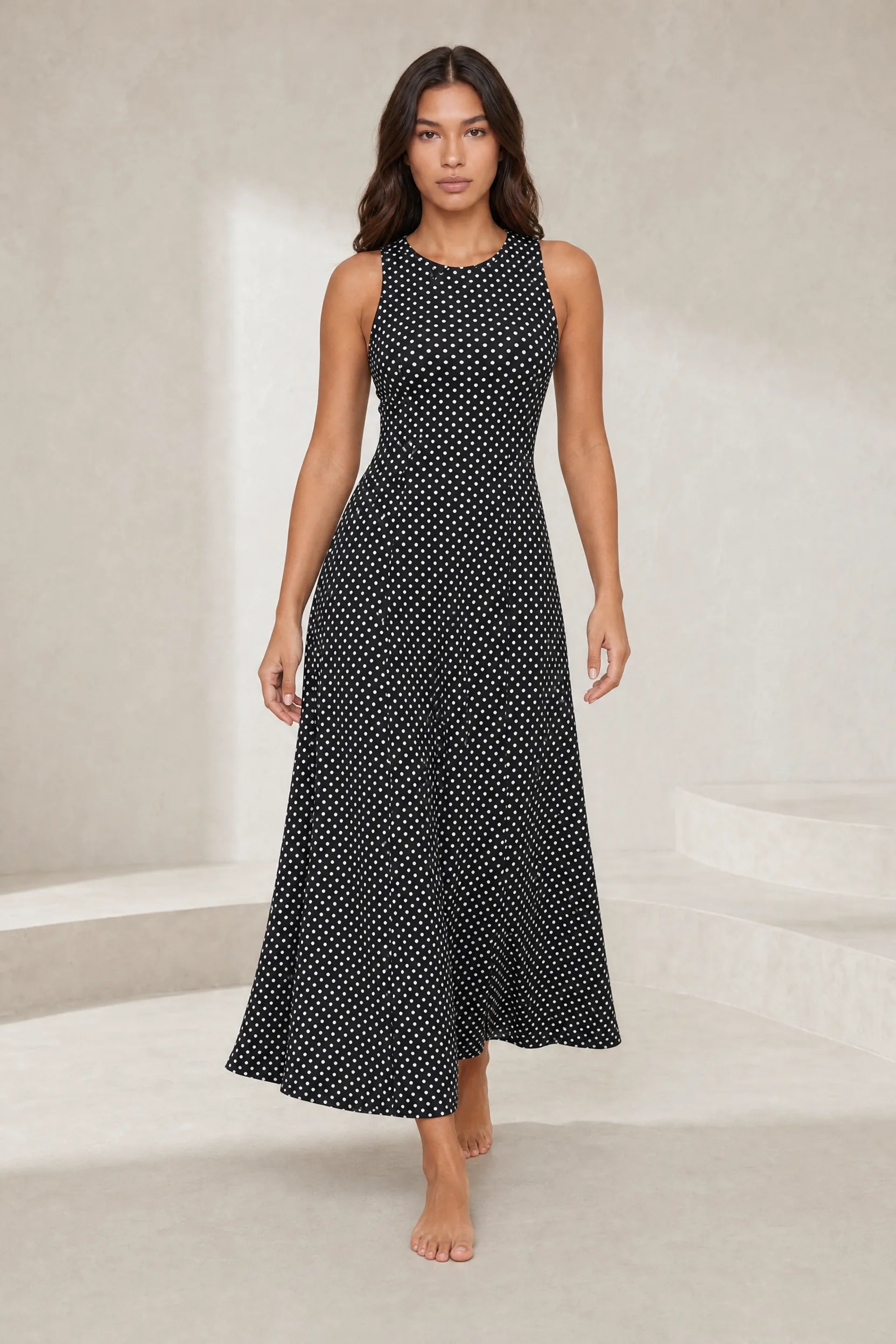 Robe longue à pois dos nu | Lounelle Paris