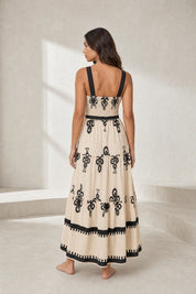 Robe longue abricot imprimée smockée | Lounelle Paris