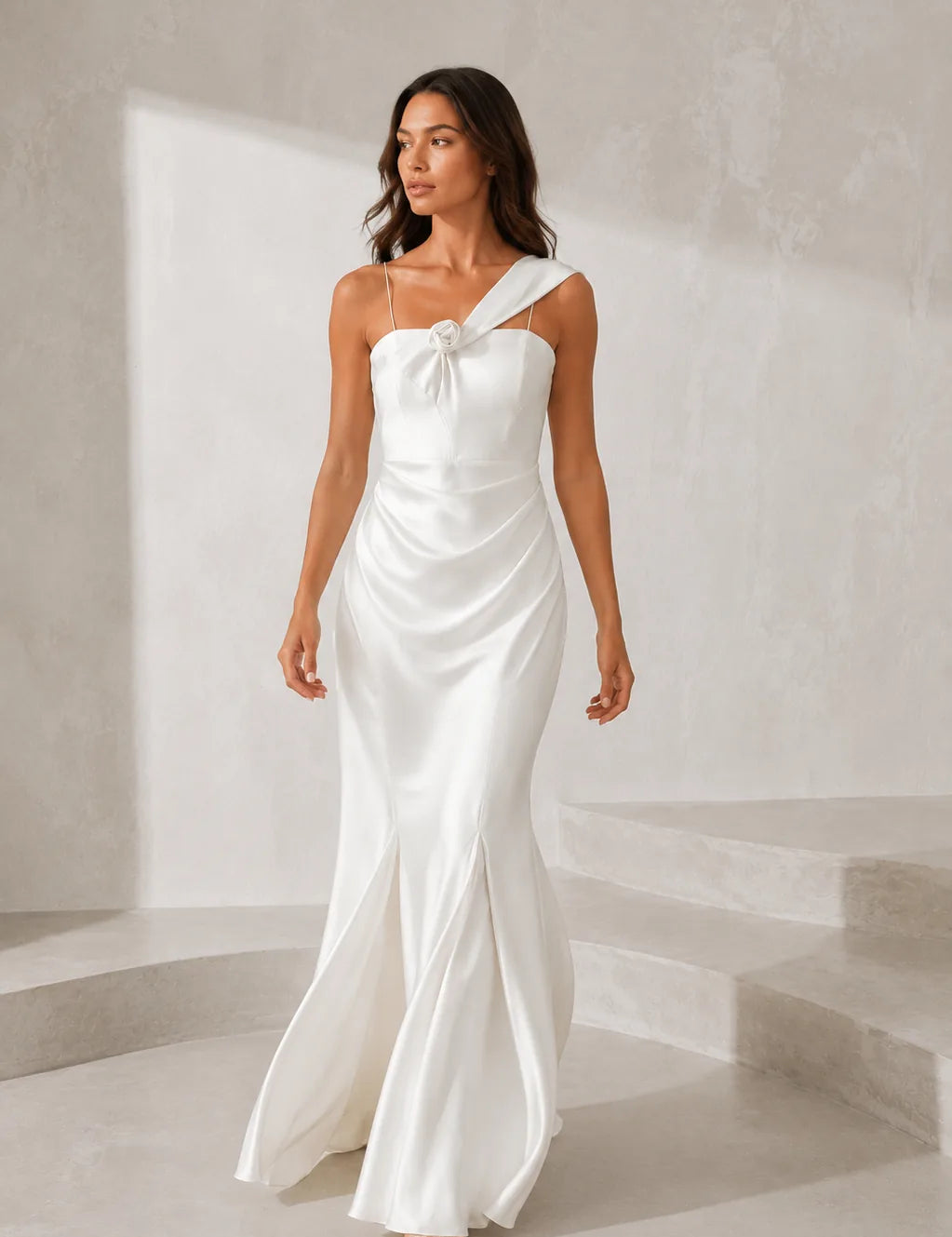 Robe longue blanche asymétrique | Lounelle Paris