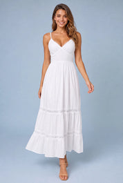 Robe longue blanche dos nu | Vue en mouvement | Lounelle Paris