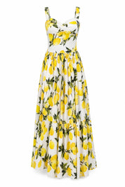 Robe longue blanche imprimée à bretelles | Lounelle Paris