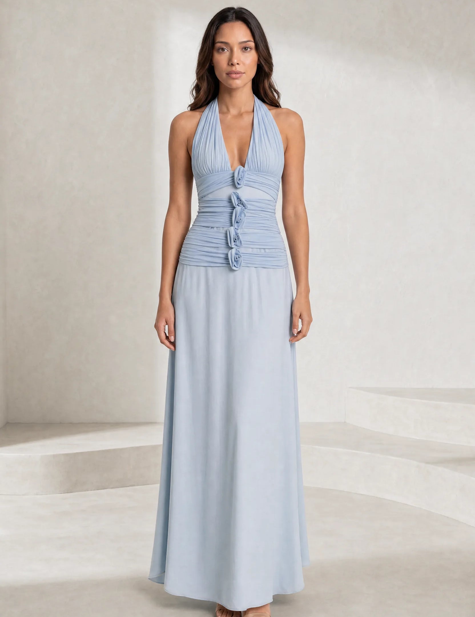 Robe longue bleu clair dos nu | Lounelle Paris
