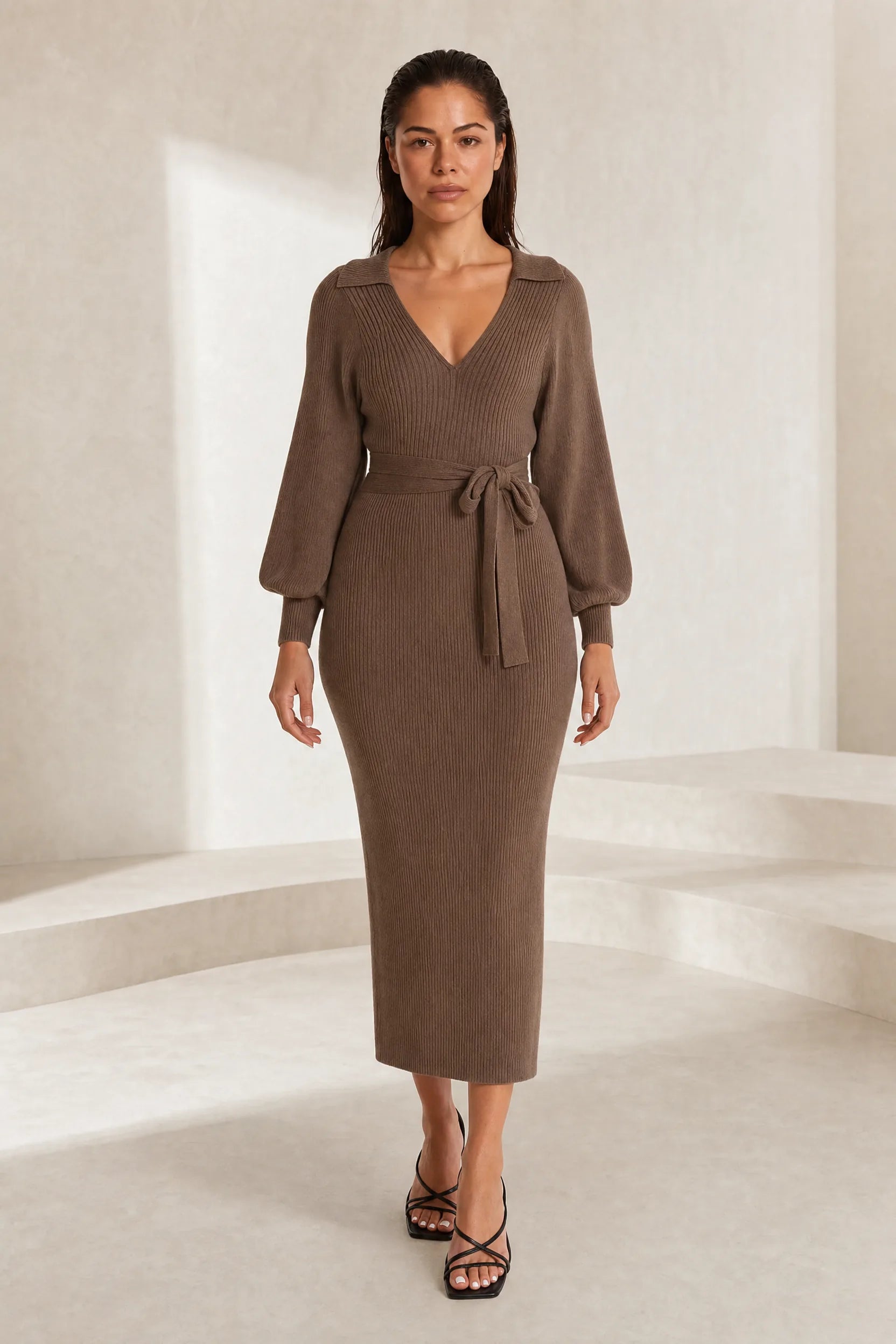 Robe longue col V manches ballon | Lounelle Paris