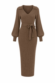 Robe longue col V manches ballon | Lounelle Paris