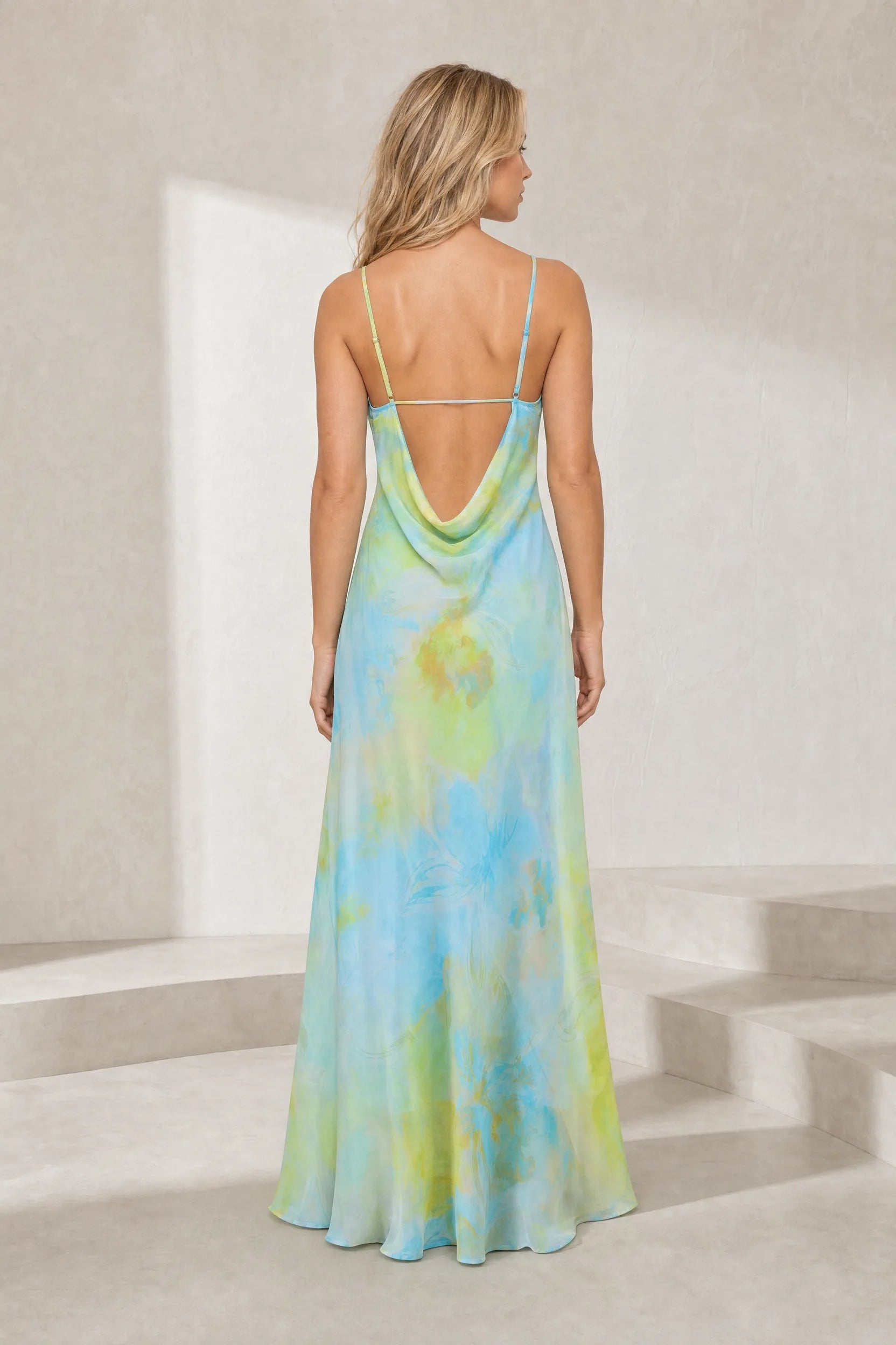 Robe longue imprimée à fines bretelles | Lounelle Paris