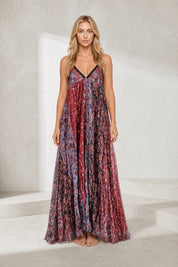 Robe longue imprimée à fines bretelles | Lounelle Paris
