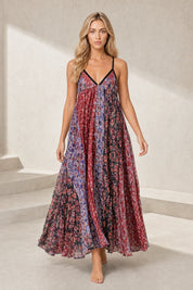 Robe longue imprimée à fines bretelles | Lounelle Paris