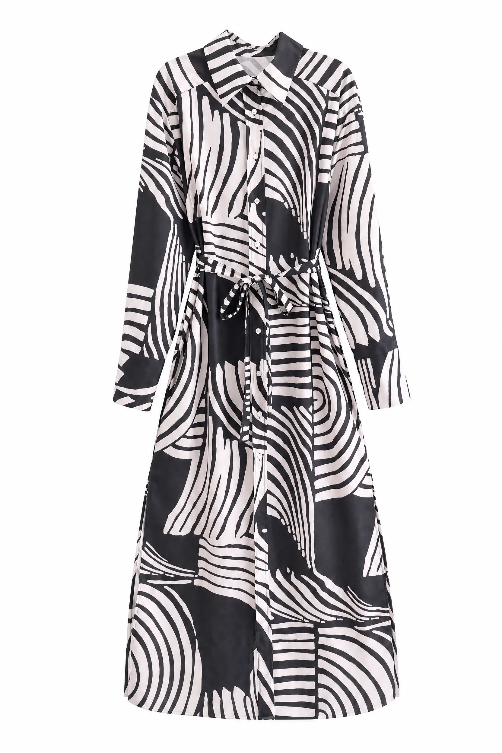 Robe longue imprimée col chemise | Lounelle Paris