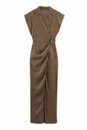 Robe longue marron col chemise | Lounelle Paris