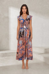 Robe longue marron col V