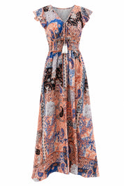 Robe longue marron col V | Lounelle Paris