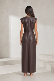 Robe longue marron similicuir | Lounelle Paris