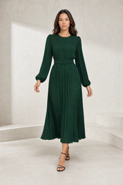 Robe longue plissée à manches bouffantes | Lounelle Paris