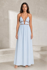 Robe longue rayée dos nu