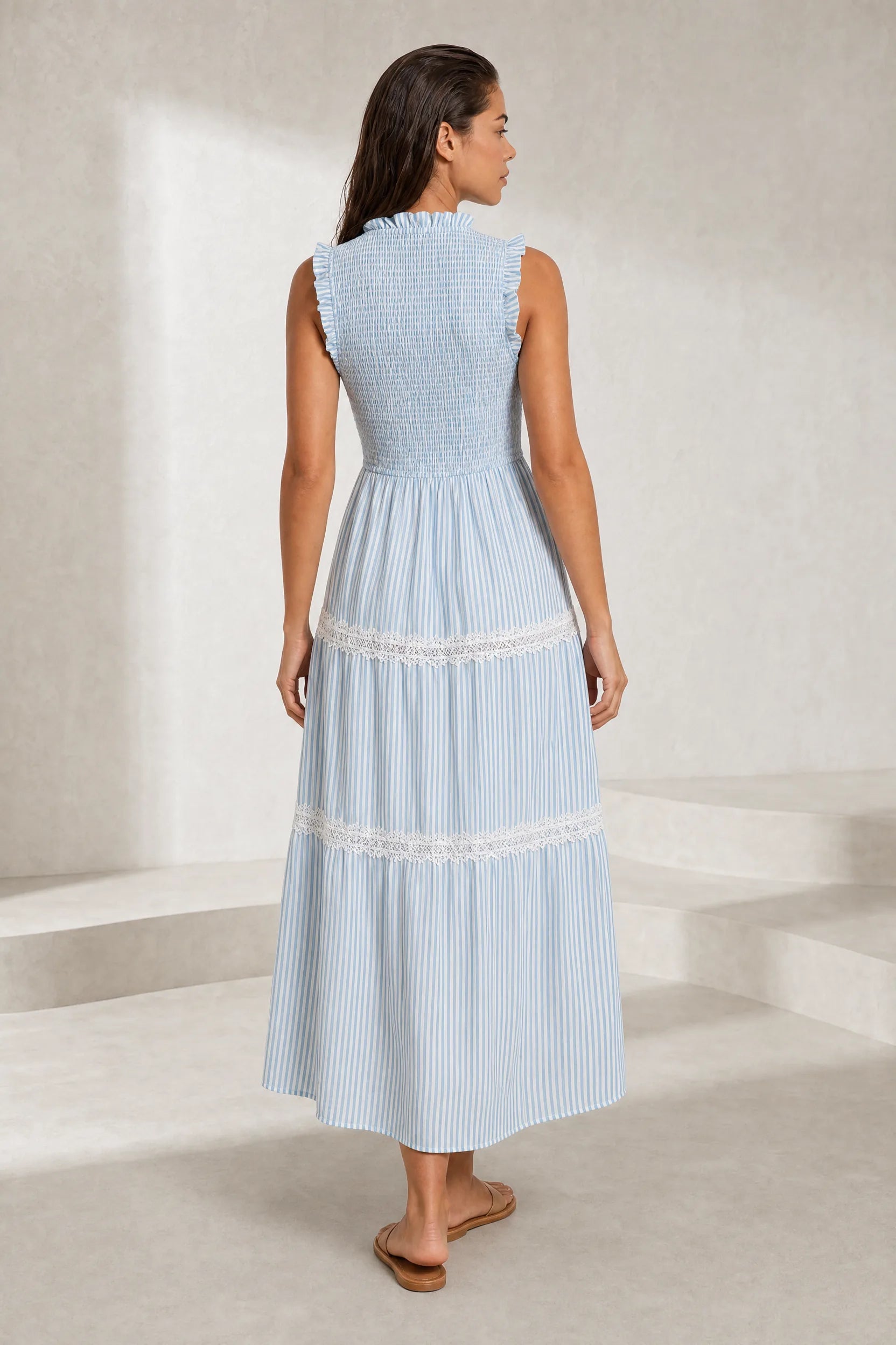 Robe longue rayée smockée | Lounelle Paris