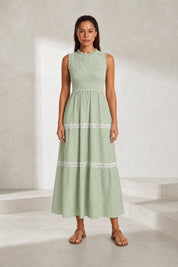 Robe longue rayée smockée | Lounelle Paris
