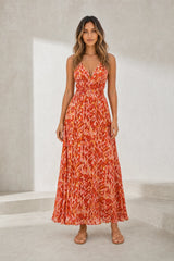 Robe longue rouge col V dos nu