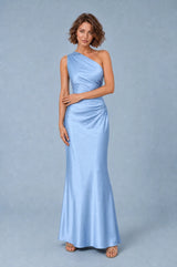 Satin One-Shoulder Maxi Dress