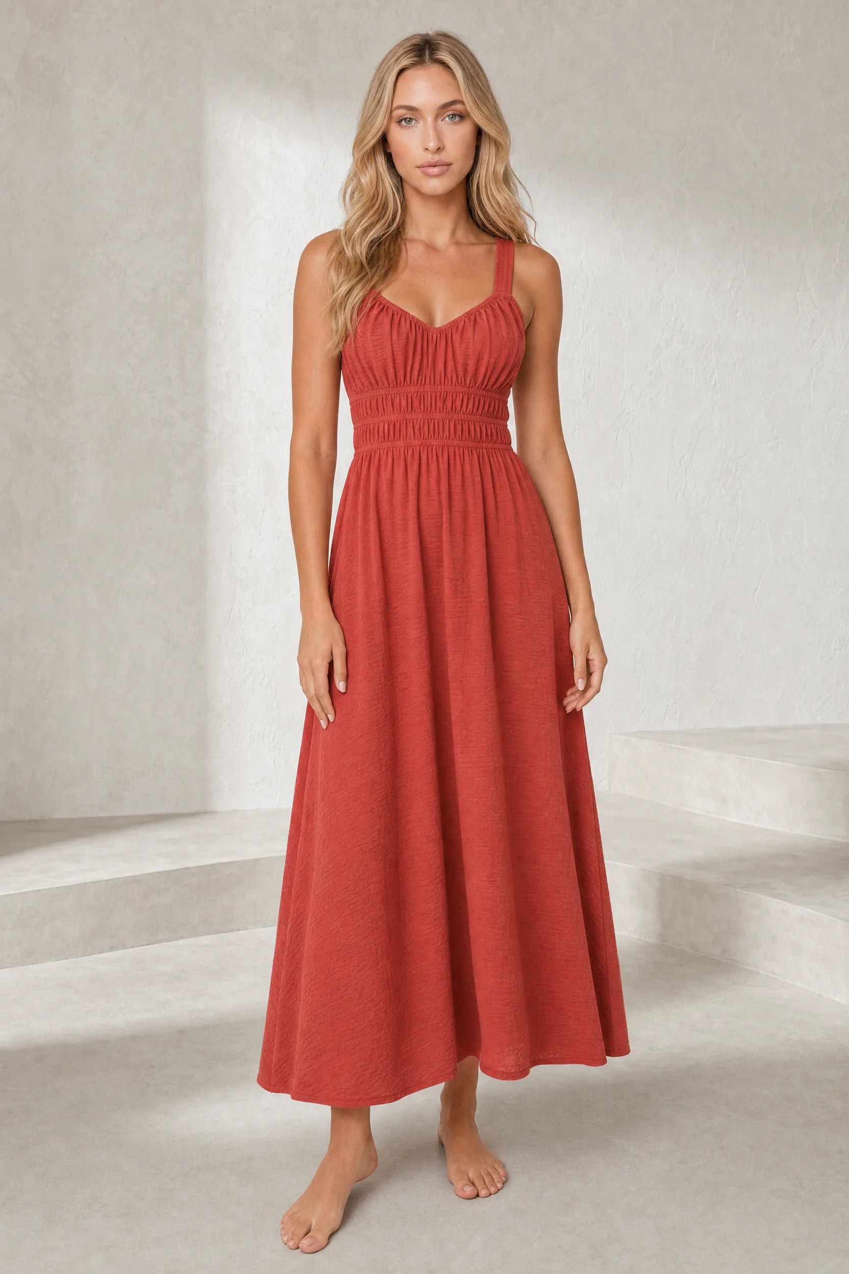 Robe longue smockée dos nu | Lounelle Paris