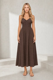 Robe longue smockée dos nu | Lounelle Paris