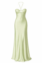Robe longue vert clair à dos nu | Lounelle Paris