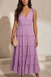 Robe longue violette à bretelles | Lounelle Paris