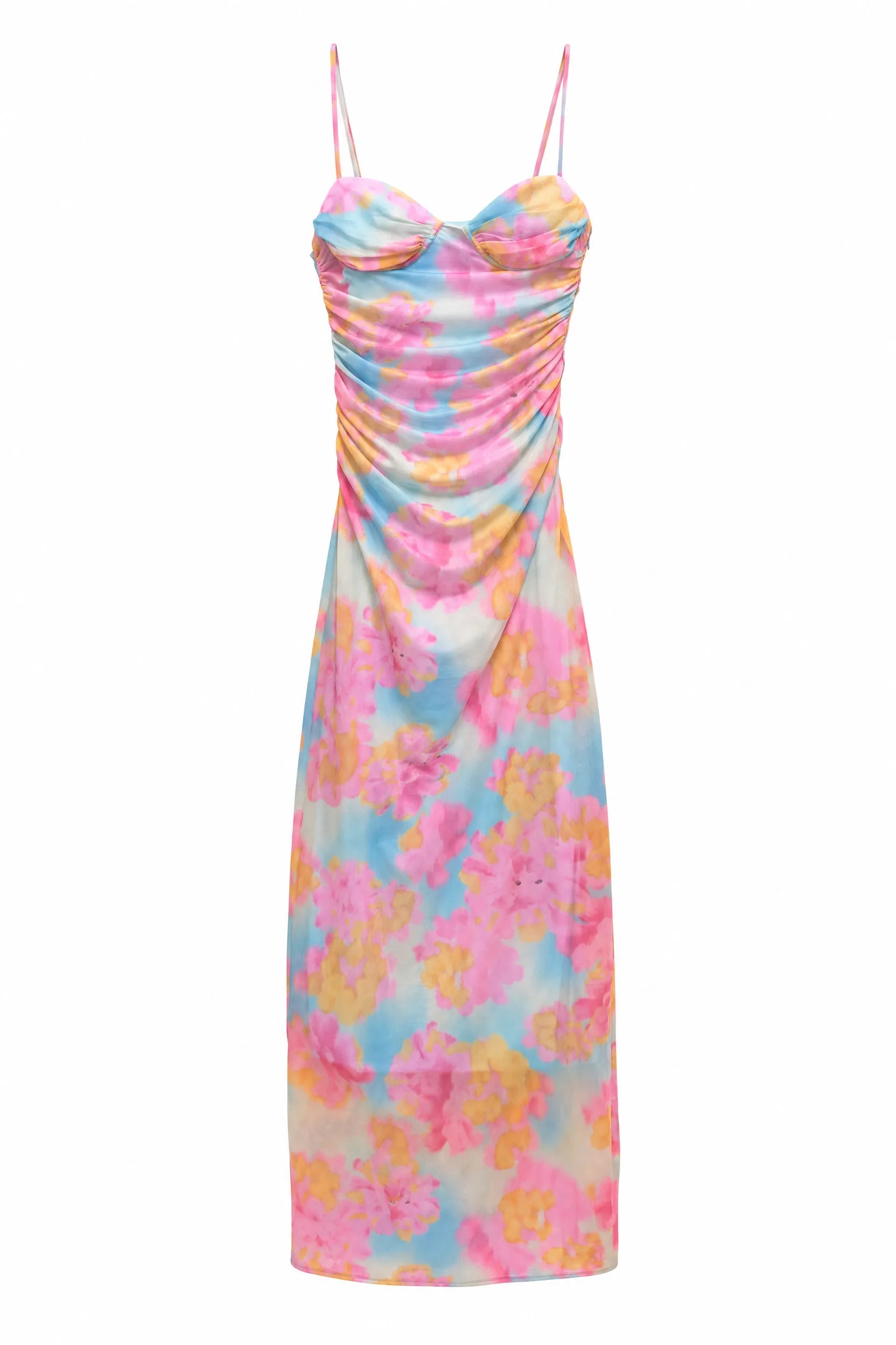 Robe midi florale à fines bretelles | Lounelle Paris