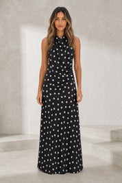 Robe noire à pois col halter | Lounelle Paris