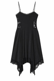 Robe noire asymétrique en dentelle | Lounelle Paris