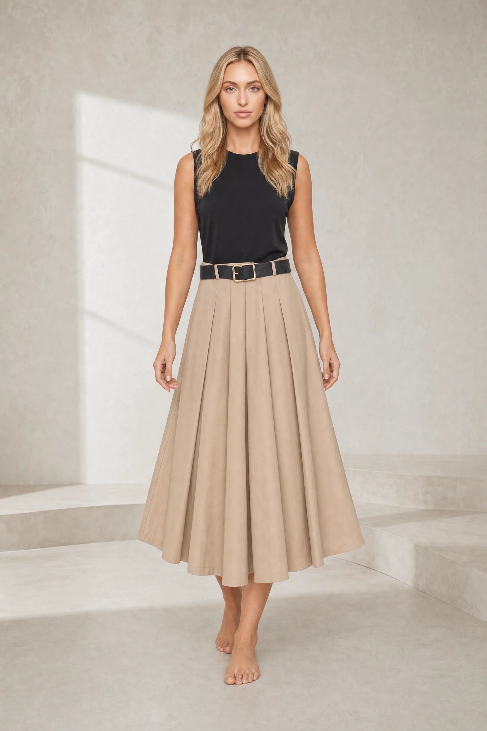 Robe noire bicolore sans manches | Lounelle Paris
