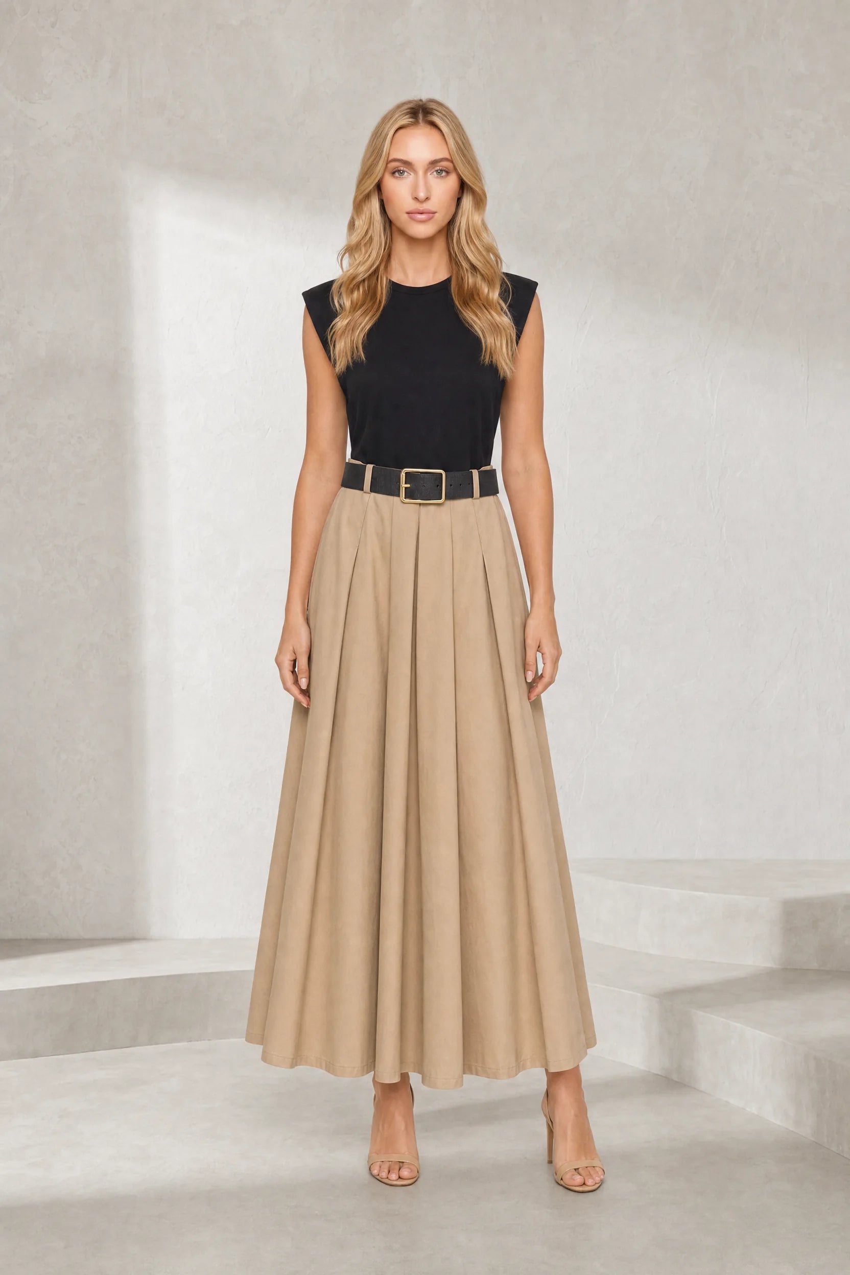 Robe noire bicolore sans manches | Lounelle Paris