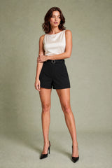 High-Waisted Belted Tailored Shorts