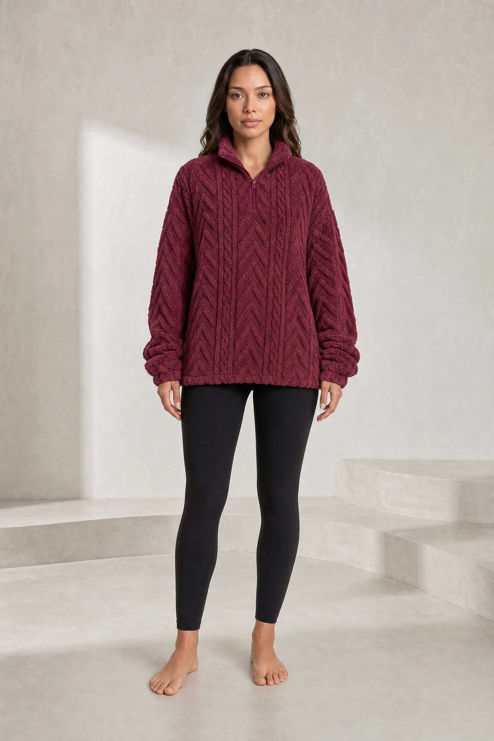 Sweat pelucheux col montant zippé | Lounelle Paris
