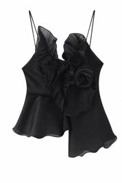 Top à bretelles à volants et fleur | Lounelle Paris