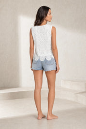 Top en dentelle bretelles larges | Lounelle Paris