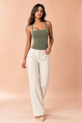Square-Neck Cross-Back Top