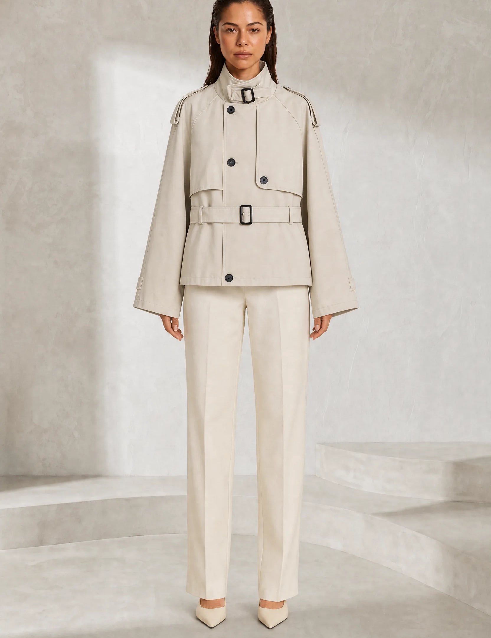 Trench Écru court ceinturé | Lounelle Paris