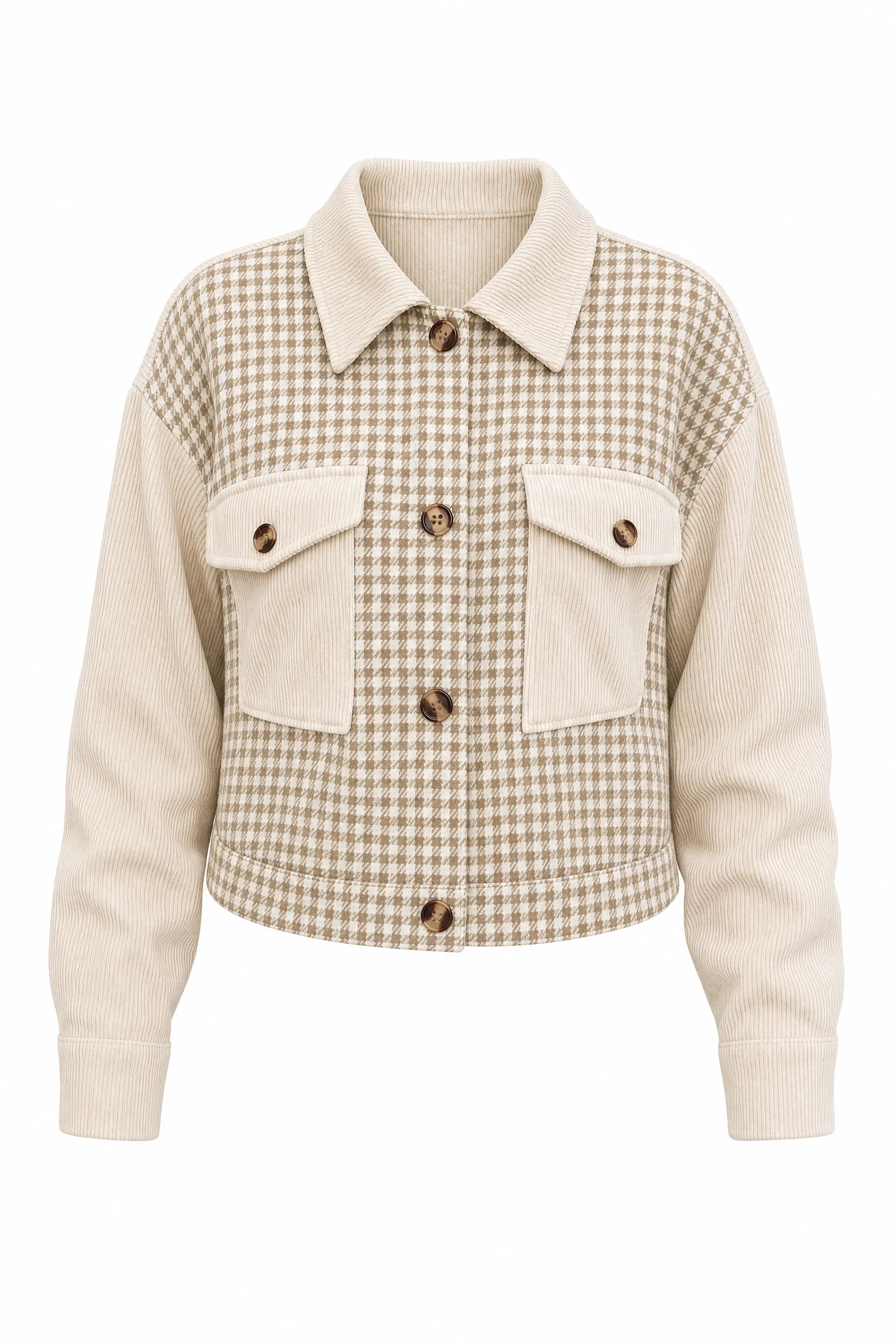 Veste beige en velours pied-de-poule | Lounelle Paris